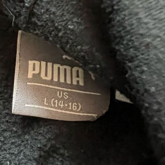 KIDS PUMA Black Graphic Print Pullover Hooded Sweatshirt L (14-16) - Picture 7 of 7